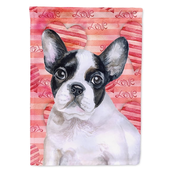 French Bulldog Black White Love Garden Flag