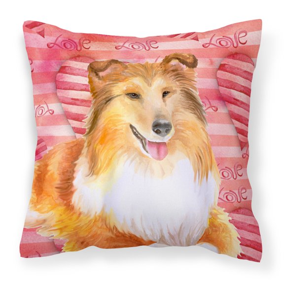 Carolines Treasures BB9807PW1414 Sheltie Love Fabric Decorative Pillow  14Hx14W multicolor
