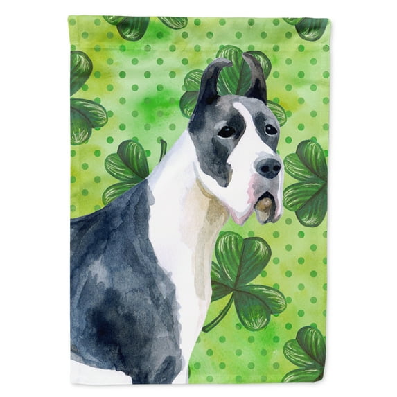 Carolines Treasures BB9817GF Harlequin Great Dane St Patricks Flag Garden Size  Small multicolor