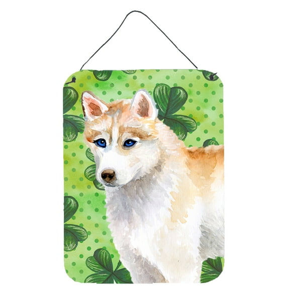 Carolines Treasures BB9829DS1216 Siberian Husky St Patricks Wall or Door Hanging Prints Green 12WX16H multicolor