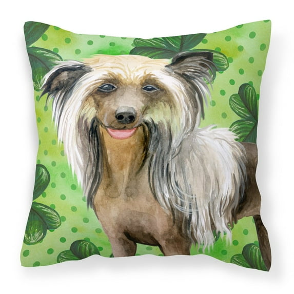 Carolines Treasures BB9833PW1818 Chinese Crested St Patricks Fabric Decorative Pillow  18H x18W multicolor