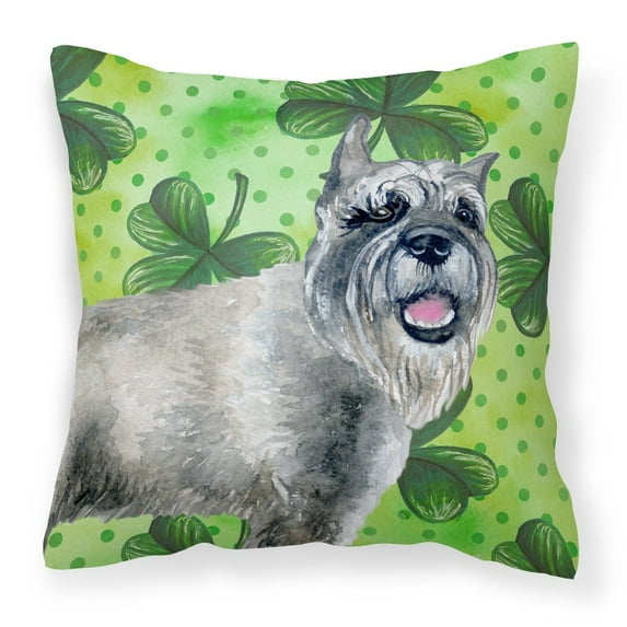 Carolines Treasures BB9836PW1818 Schnauzer St Patricks Fabric Decorative Pillow 18H x18W multicolor