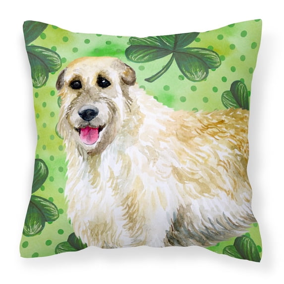 Carolines Treasures BB9844PW1818 Irish Wolfhound St Patricks Fabric Decorative Pillow  18H x18W multicolor