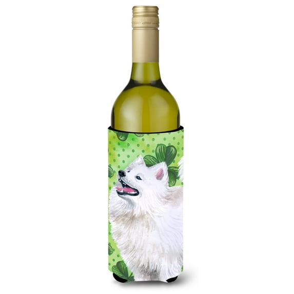 Carolines Treasures BB9865LITERK Samoyed St Patricks Wine Bottle Beverge Insulator Hugger Wine Bottle multicolor