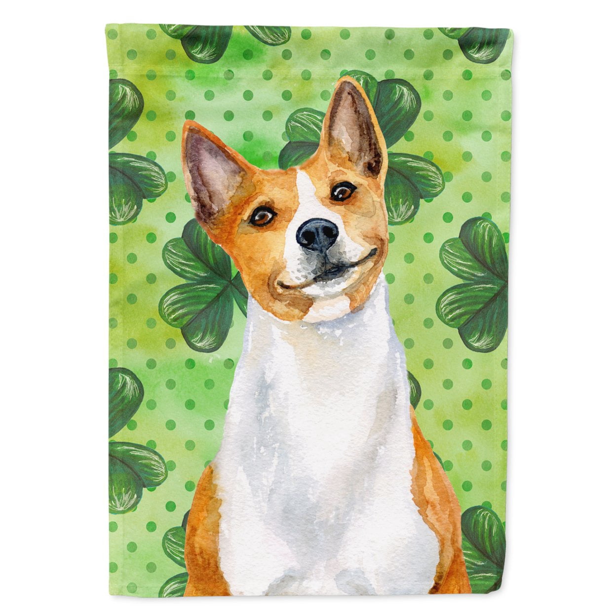Carolines Treasures BB9866GF Basenji St Patricks Flag Garden Size  Small multicolor