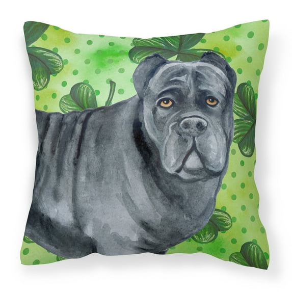 Carolines Treasures BB9868PW1818 Cane Corso St Patricks Fabric Decorative Pillow 18H x18W multicolor