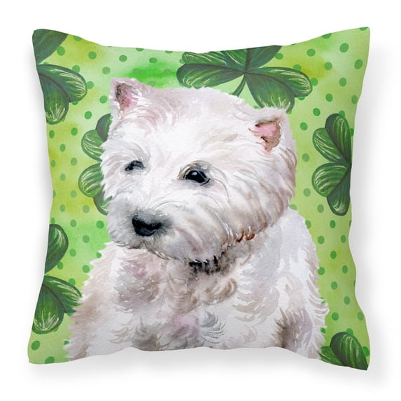 Carolines Treasures BB9875PW1818 Westie St Patricks Fabric Decorative Pillow 18H x18W multicolor