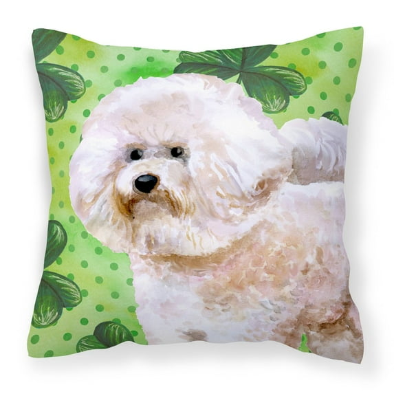 Carolines Treasures BB9879PW1818 Bichon Frise 2 St Patricks Fabric Decorative Pillow 18H x18W multicolor