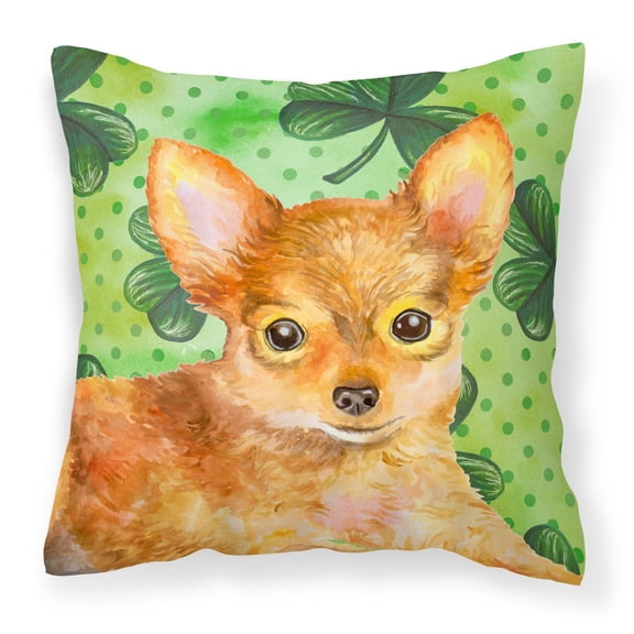 Carolines Treasures BB9896PW1818 Toy Terrier St Patricks Fabric Decorative Pillow  18H x18W multicolor