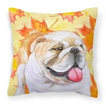 Carolines Treasures BB9900PW1414 English Bulldog Fall Fabric Decorative Pillow  14Hx14W multicolor