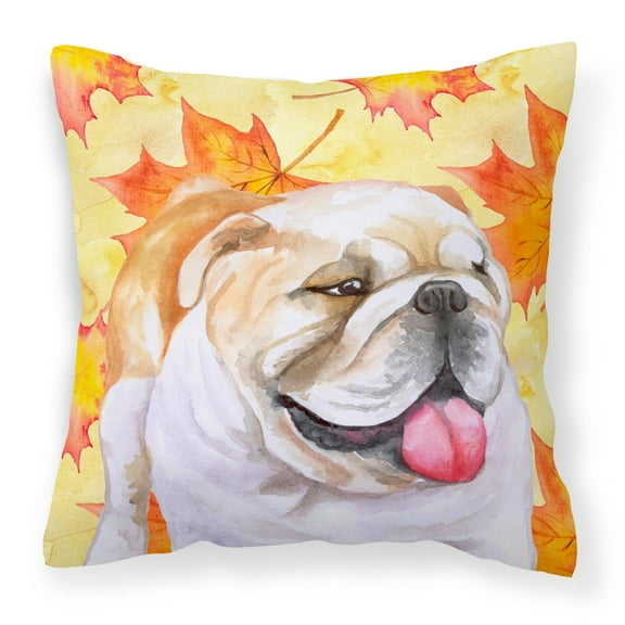Carolines Treasures BB9900PW1414 English Bulldog Fall Fabric Decorative Pillow  14Hx14W multicolor