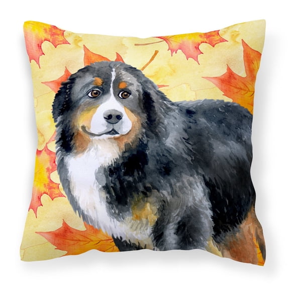 Carolines Treasures BB9906PW1818 Bernese Mountain Dog Fall Fabric Decorative Pillow 18H x18W multicolor