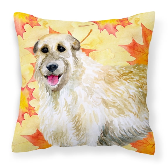 Carolines Treasures BB9931PW1414 Irish Wolfhound Fall Fabric Decorative Pillow 14Hx14W multicolor