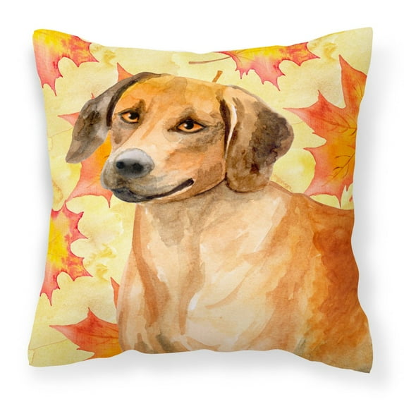 Carolines Treasures BB9937PW1414 Rhodesian Ridgeback Fall Fabric Decorative Pillow 14Hx14W multicolor