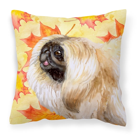 Carolines Treasures BB9942PW1818 Pekingese Fall Fabric Decorative Pillow  18H x18W multicolor