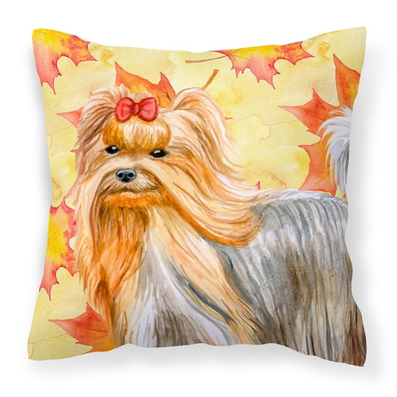 Carolines Treasures BB9946PW1818 Yorkshire Terrier Fall Fabric Decorative Pillow 18H x18W multicolor