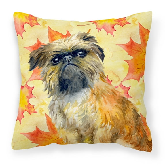 Carolines Treasures BB9948PW1414 Brussels Griffon Fall Fabric Decorative Pillow 14Hx14W multicolor