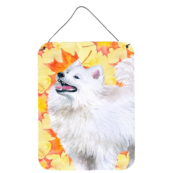 Carolines Treasures BB9952DS1216 Samoyed Fall Wall or Door Hanging Prints Yellow 12WX16H multicolor