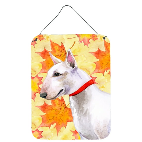 Carolines Treasures BB9954DS1216 Bull Terrier Fall Wall or Door Hanging Prints Yellow 12WX16H multicolor