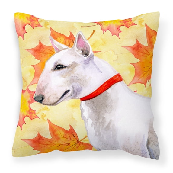 Carolines Treasures BB9954PW1818 Bull Terrier Fall Fabric Decorative Pillow 18H x18W multicolor