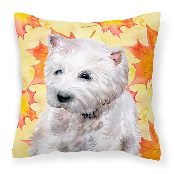 Carolines Treasures BB9962PW1818 Westie Fall Fabric Decorative Pillow 18H x18W multicolor