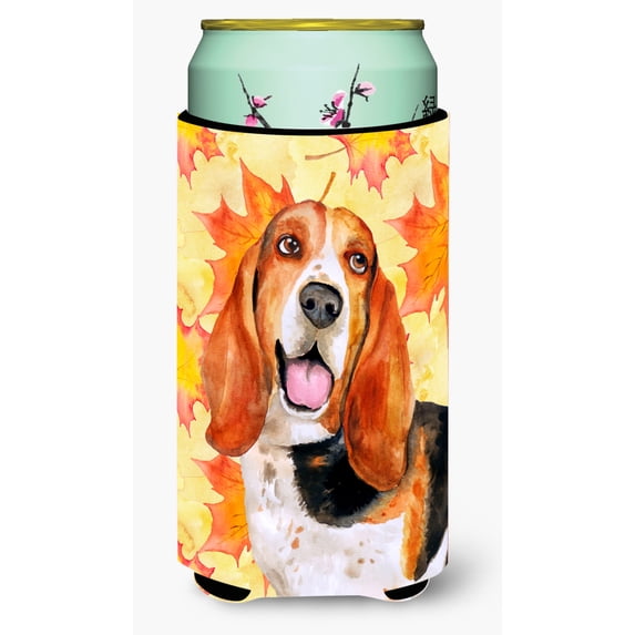 Carolines Treasures BB9965TBC Basset Hound Fall Tall Boy Beverage Insulator Hugger Tall Boy multicolor