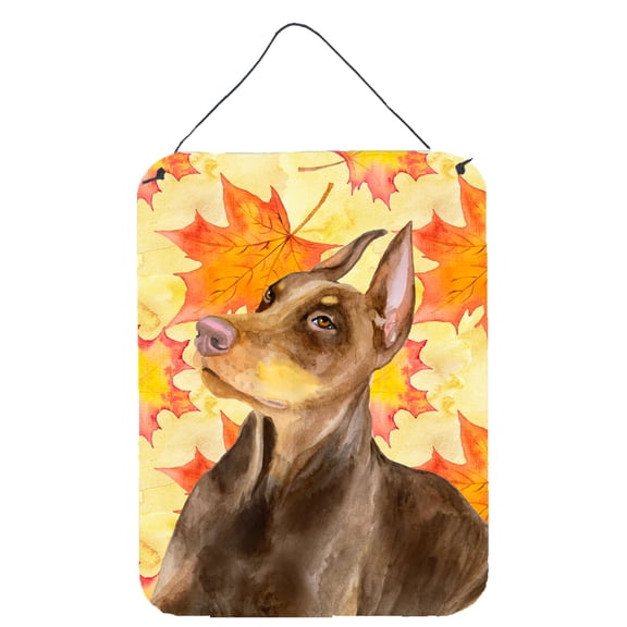 Carolines Treasures BB9970DS1216 Doberman Pinscher Fall Wall or Door Hanging Prints Yellow 12WX16H multicolor