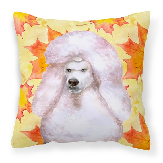 Carolines Treasures BB9978PW1414 White Standard Poodle Fall Fabric Decorative Pillow  14Hx14W multicolor