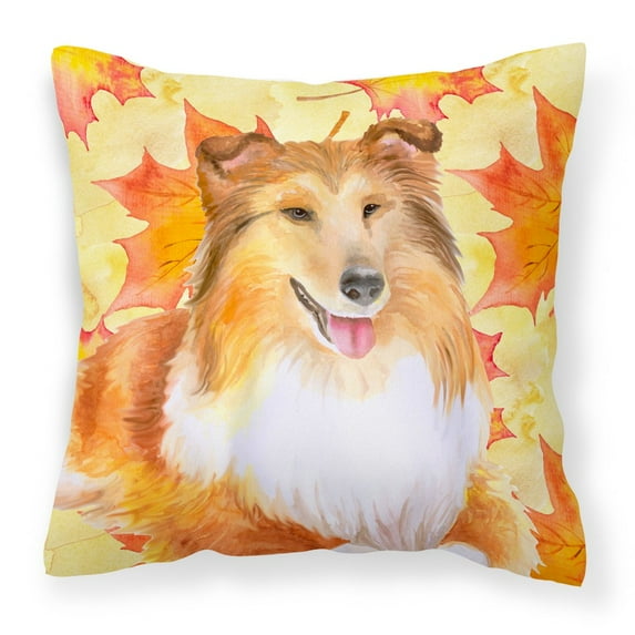 Carolines Treasures BB9981PW1414 Sheltie Fall Fabric Decorative Pillow 14Hx14W multicolor