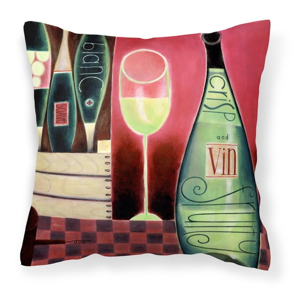 Carolines Treasures BCBR0068PW1818 Wine Collection Blanc by Cathy Brear Fabric Decorative Pillow 18HX18W multicolor
