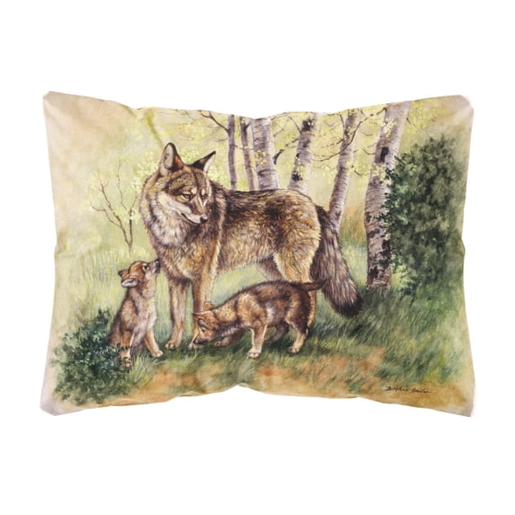 Carolines Treasures BDBA0115PW1216 Wolf Wolves by Daphne Baxter Fabric Decorative Pillow 12H x16W multicolor