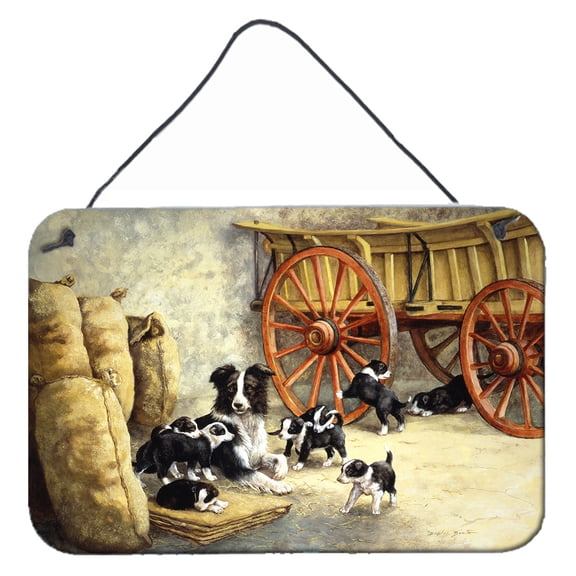 Carolines Treasures BDBA0118DS812 Border Collie Dog Litter Wall or Door Hanging Prints 8x12 multicolor
