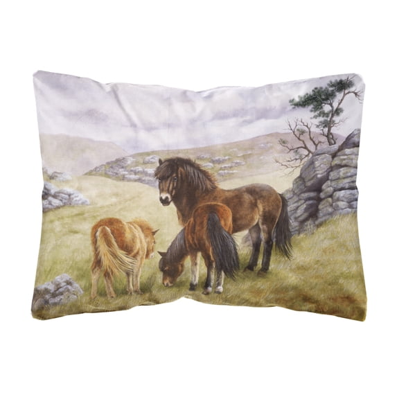 Carolines Treasures BDBA0189PW1216 Horses in the Meadow Fabric Decorative Pillow 12H x16W multicolor
