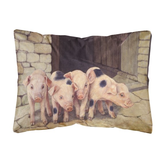 Carolines Treasures BDBA0225PW1216 Pigs Piglets by Daphne Baxter Fabric Decorative Pillow