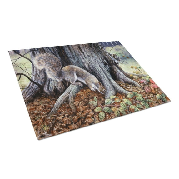 Carolines Treasures BDBA0260LCB Grey Squirrels around the Tree Glass Cutting Board Large, 12H x 16W, multicolor