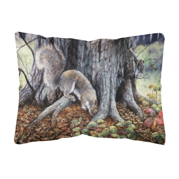 Carolines Treasures BDBA0260PW1216 Grey Squirrels around the Tree Fabric Decorative Pillow 12H x16W multicolor