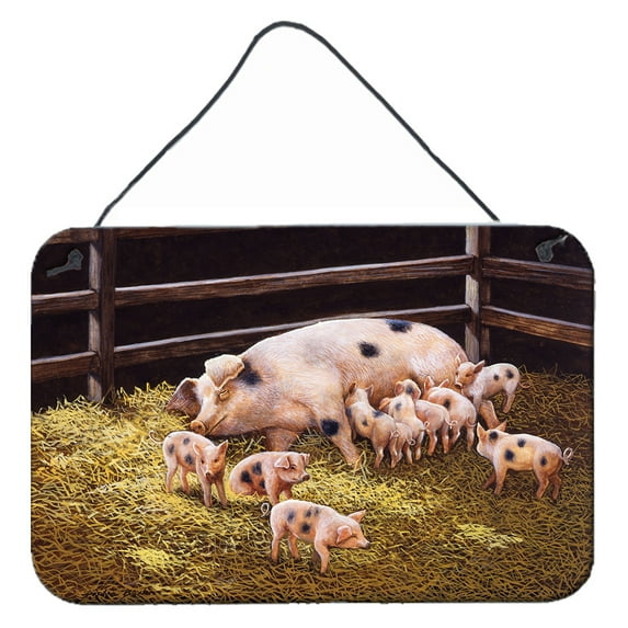 Carolines Treasures BDBA0296DS812 Pigs Piglets at Dinner Time Wall or Door Hanging Prints  8x12 multicolor