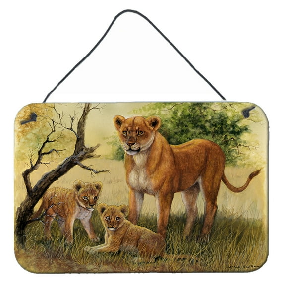 Carolines Treasures BDBA0307DS812 Lion and Cubs by Daphne Baxter Wall or Door Hanging Prints 8x12 multicolor
