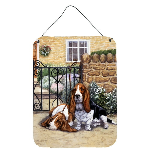 Carolines Treasures BDBA0312DS1216 Basset Hound at the gate Wall or Door Hanging Prints 12WX16H multicolor