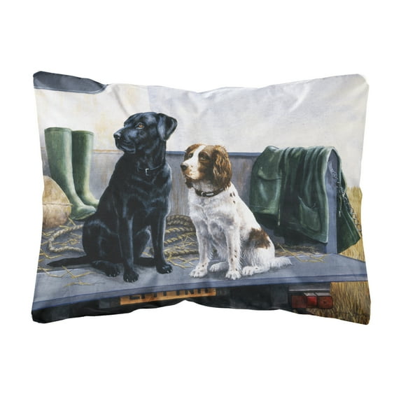 Carolines Treasures BDBA0341PW1216 On The Tailgate Labrador and Springer Spaniel Fabric Decorative Pillow 12H x16W