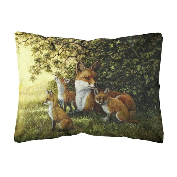 Carolines Treasures BDBA0382PW1216 Foxes Resitng under the Tree Fabric Decorative Pillow 12H x16W multicolor