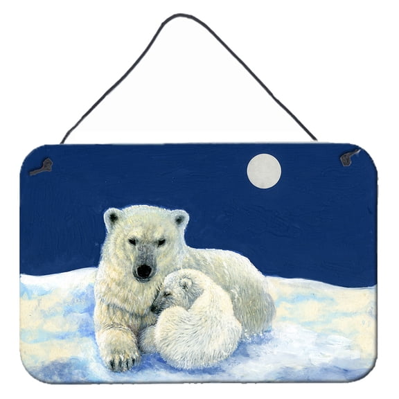 Carolines Treasures BDBA0429DS812 Polar Bears Moonlight Snuggle Wall or Door Hanging Prints 8x12 multicolor