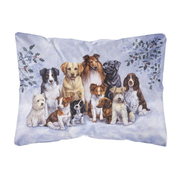 Carolines Treasures BDBA316APW1216 Winter Dogs Fabric Decorative Pillow 12H x16W multicolor