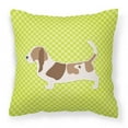 thumbnail image 1 of Carolines Treasures Basset Hound Checkerboard Green Fabric Decorative Pillow 14Hx14W multicolor, 1 of 4