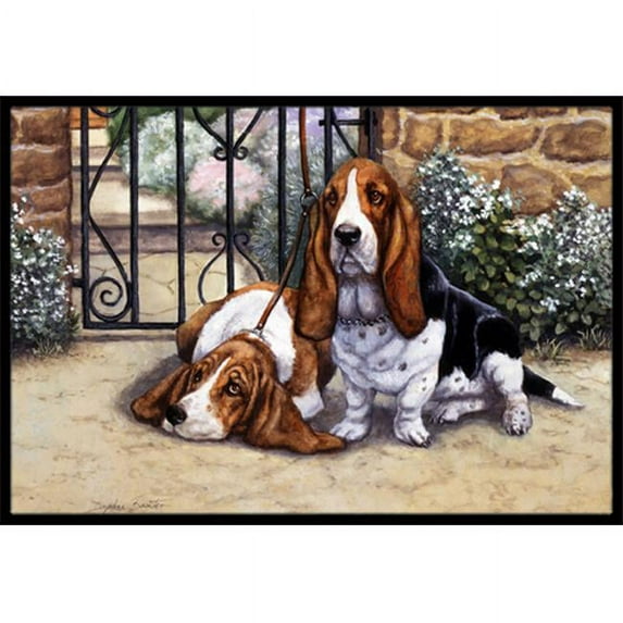 Carolines Treasures Basset Hound at the Gate Indoor or Outdoor Mat, 24 x 36