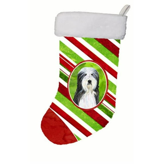 Carolines Treasures Bearded Collie Winter Snowflakes Christmas Stocking