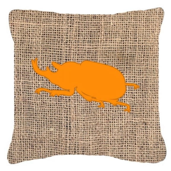 Carolines Treasures Beetle Burlap And Orange Indoor & Outdoor Fabric Decorative Pillow - Orange - 14 x 3 x 14 in.