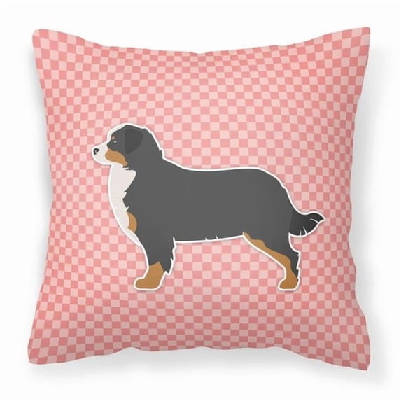 Carolines Treasures BB3619PW1818 Bernese Mountain Dog Checkerboard Pink Fabric Decorative Pillow