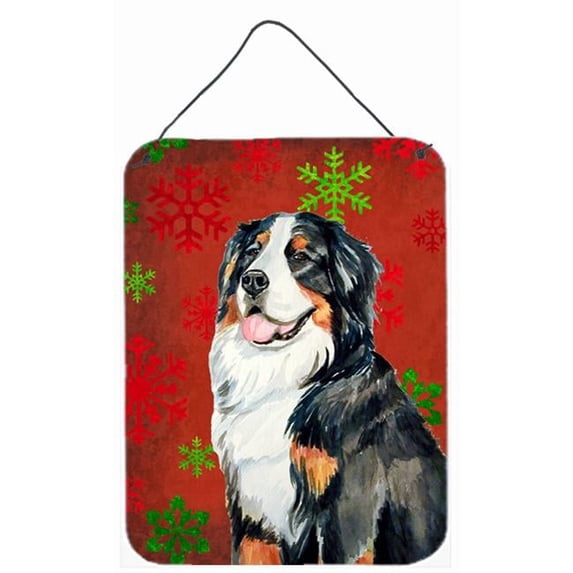 Carolines Treasures Bernese Mountain Dog Red Snowflakes Christmas Aluminum Metal Wall & Door Hanging Prints - 12 x 16 in.