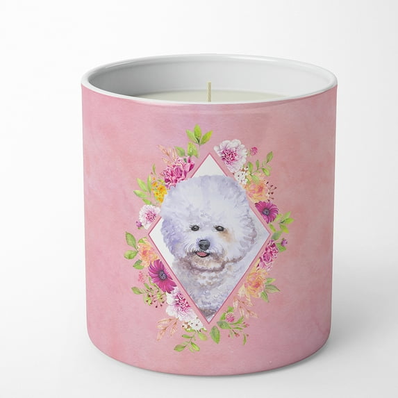 Bichon Fris? #2 Pink Flowers 10 oz Decorative Soy Candle CK4120CDL